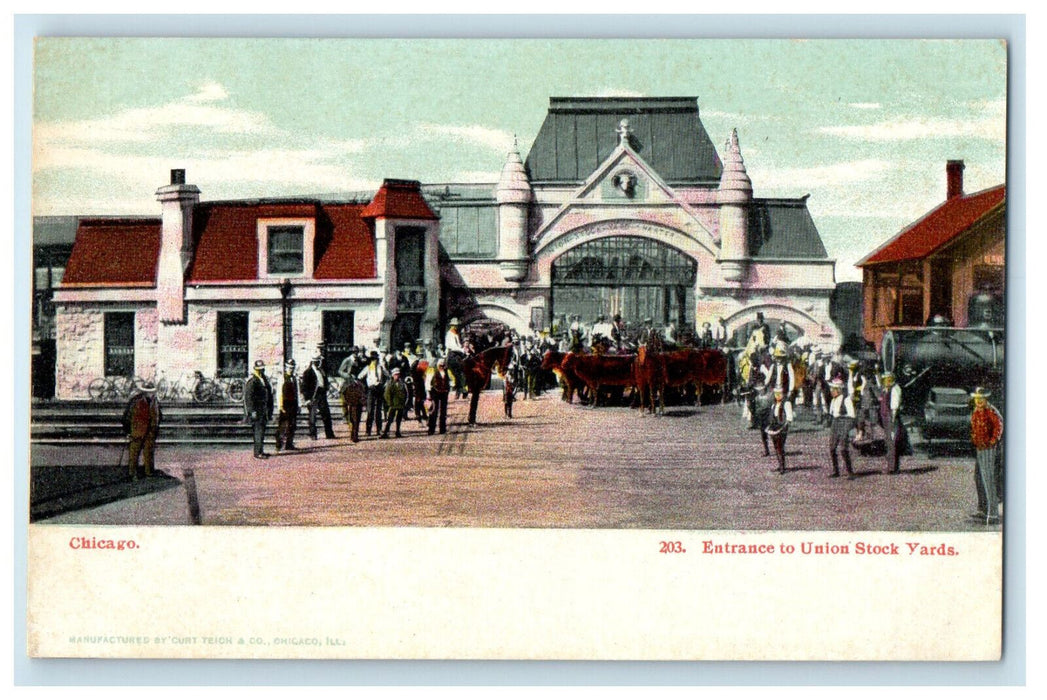 c1910 Entrance to Union Stock Yards Chicago Illinois IL Posted Antique Postcard