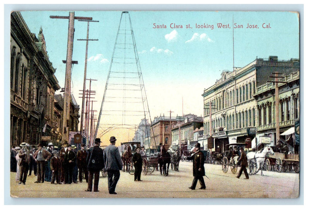 1909 Santa Clara Street Looking West San Jose California CA Postcard