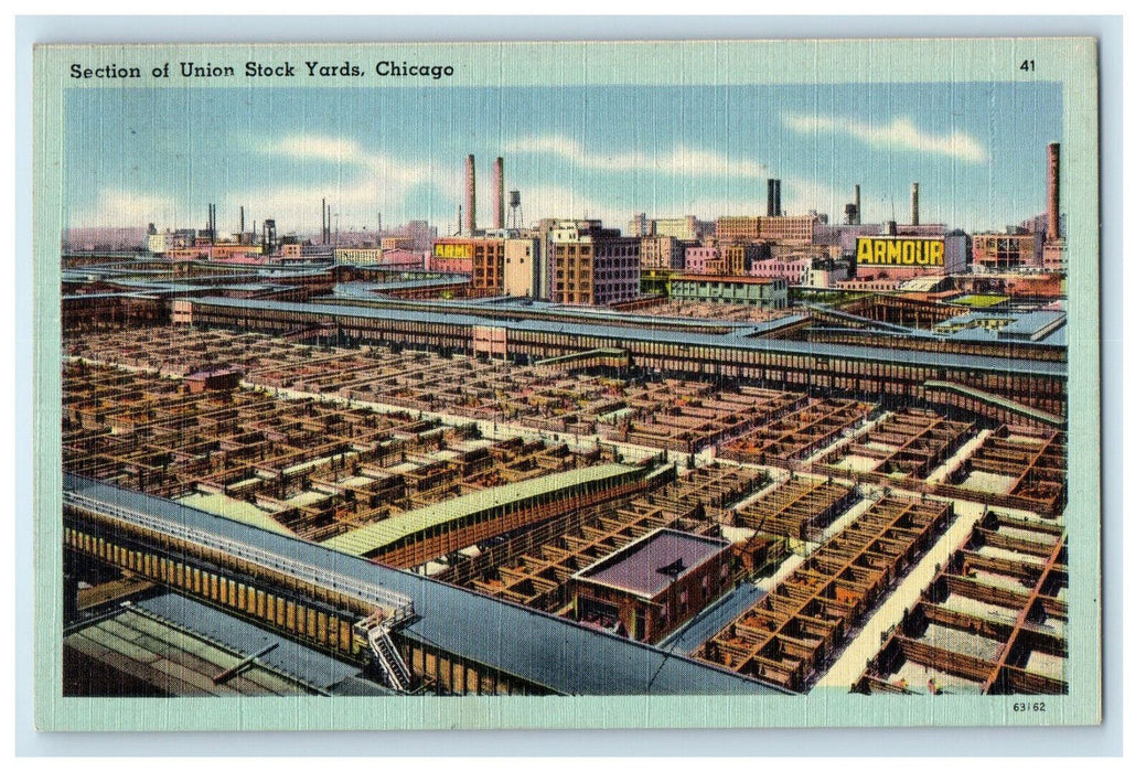c1920s Section of Union Stock Yards Chicago Illinois IL Union News Postcard