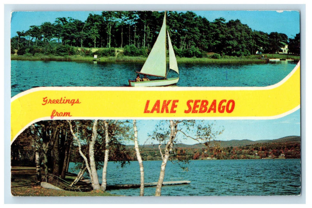 1970 Multiview, Greetings from Lake Sebago Maine ME Posted Vintage Postcard