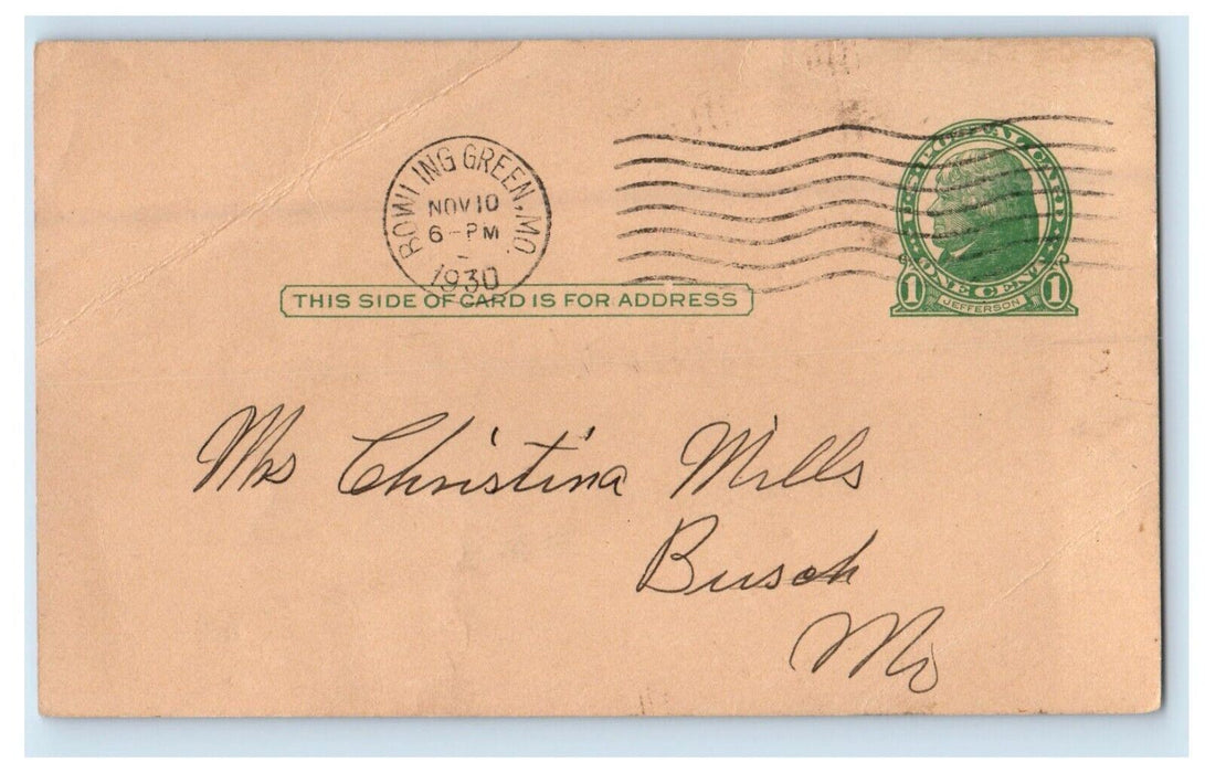 1930 Mutual Fire Insurance Company Advertising Bowling Green MO Vintage Postcard