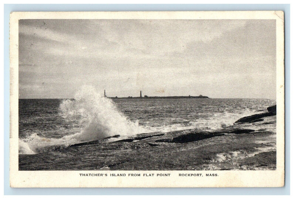 c1930's Thatcher's Island From Flat Point Rockport Massachusetts MA Postcard