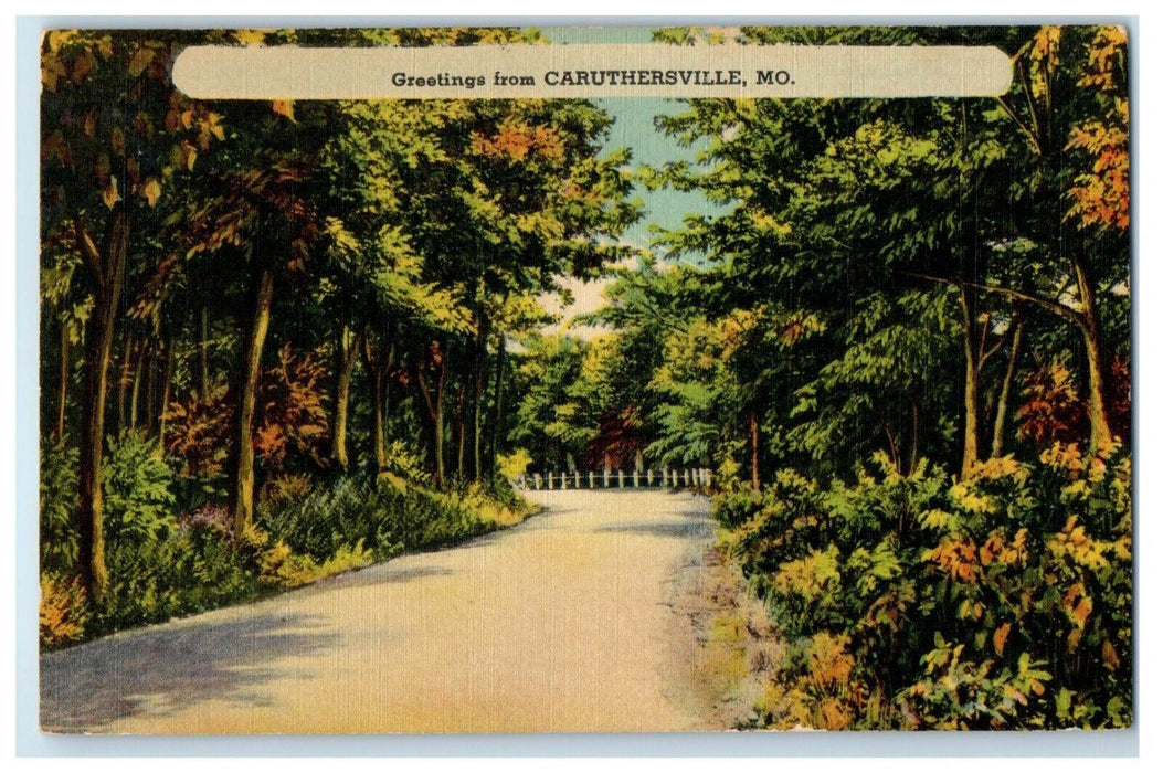 1945 Greetings From Caruthersville Missouri MO, Road View Vintage Postcard