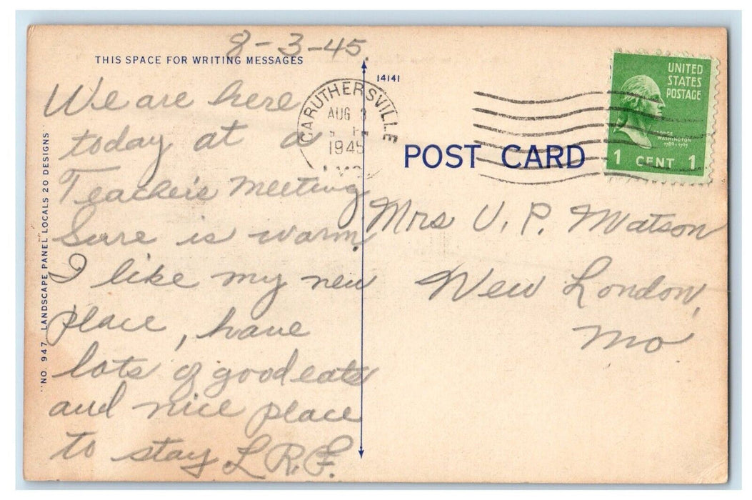 1945 Greetings From Caruthersville Missouri MO, Road View Vintage Postcard