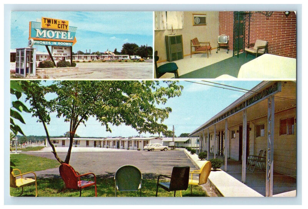 Twin City Motel Hiway 61 & 67 Crystal City  Missouri MO, Multiview Postcard