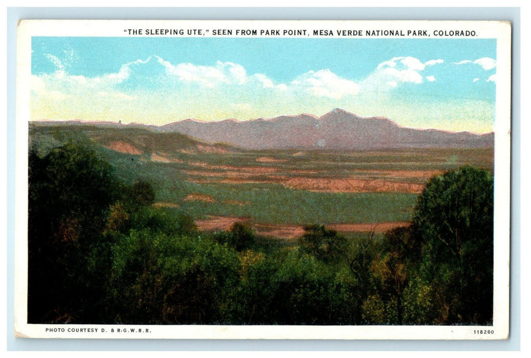 c1940s "The Sleeping UTE" Mesa Verde national Park Colorado CO Unposted Postcard