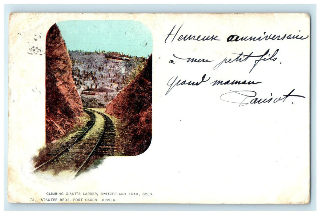 1920 Climbing Giant's Ladder, Switzerland Trail, Colorado CO Posted Postcard