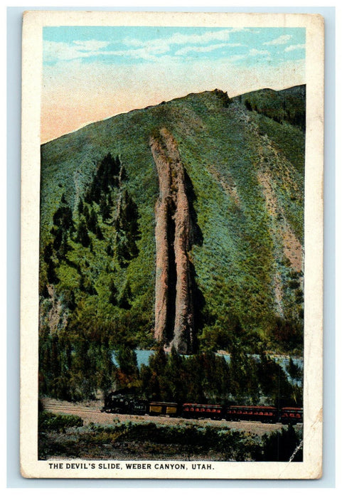 1925 Salt Lake City Guthrie Sta Devil's Slide Weber Canyon Utah UT Postcard