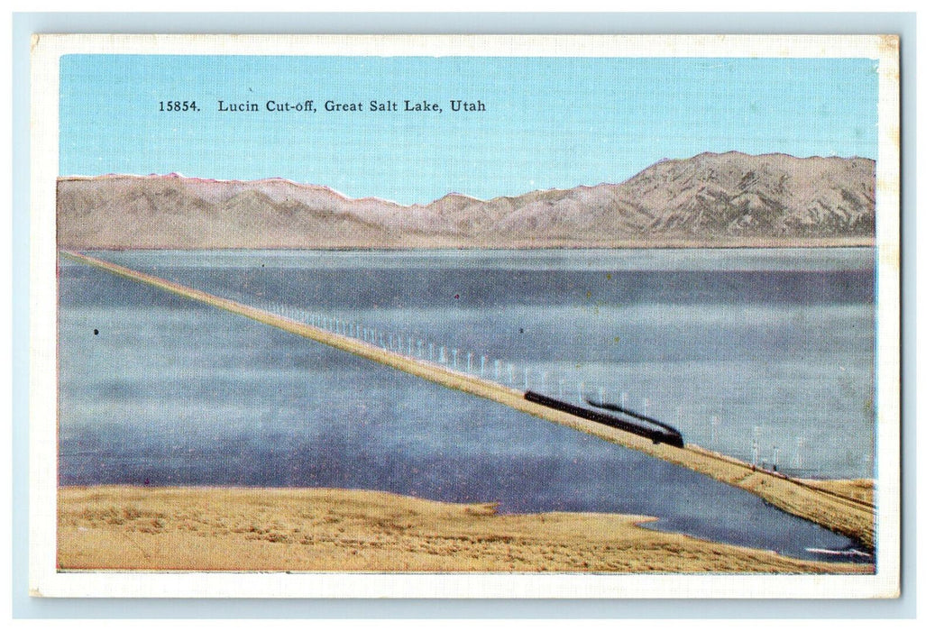 Train Locomotive in Lucin Cut-Off Great Salt Lake Utah UT Postcard