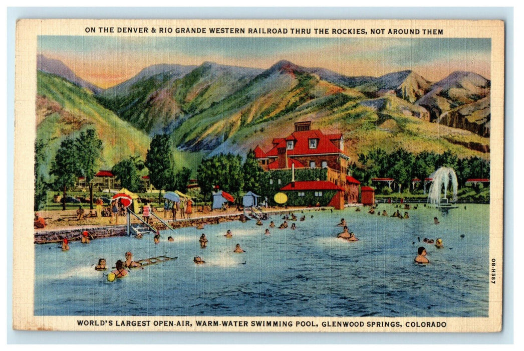 c1940s Warm Water, Glenwood Springs Colorado Co Unposted Postcard