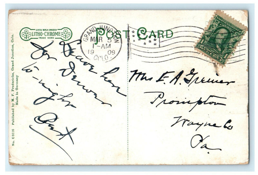 1909 People Standing in Union Depot, Grand Junction Colorado CO Posted Postcard