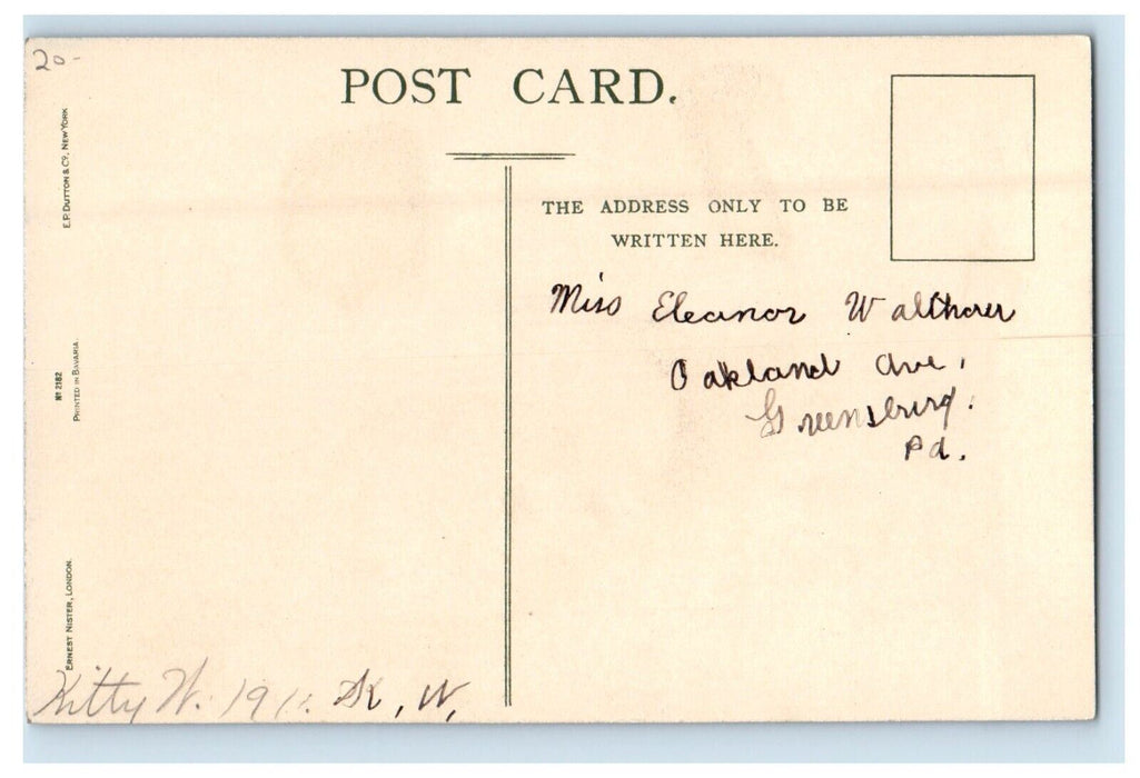 1911 Valentine Boy Kneeling Fixing Shoe Lace Poem Posted Antique Postcard