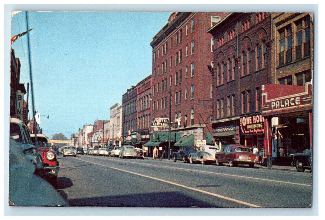 c1950s Main Street Scene Looking North, Ashtabula Ohio OH Postcard