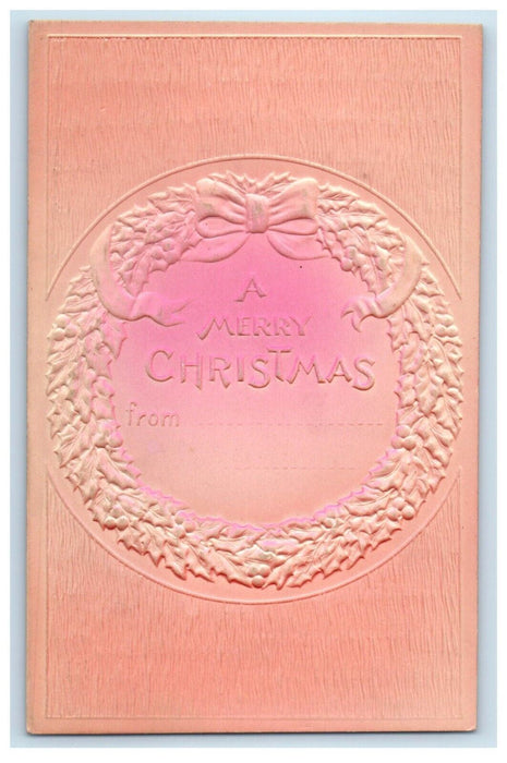 c1910's Merry Christmas Wheat Airbrushed Embossed Posted Antique Postcard