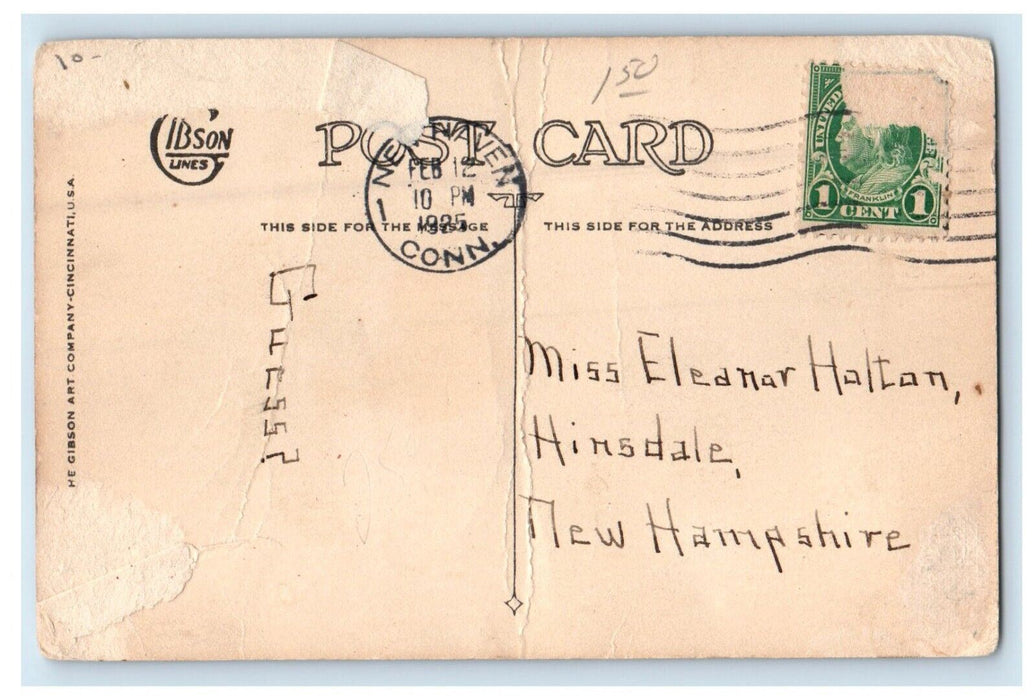 1925 Valentine Little Girl Heart Arrow New Haven Connecticut CT Vintage Postcard