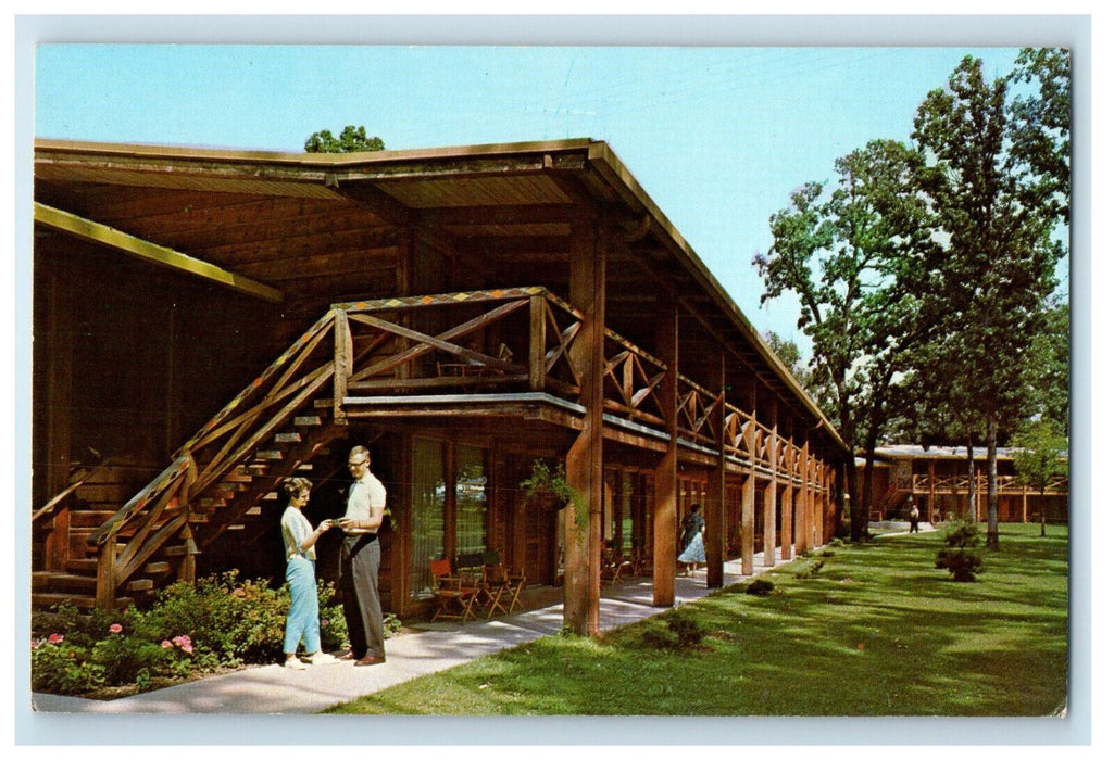 c1970's New Rustic Timber Lodge & Boulder Inn Lake Lawn Lodge WI Postcard