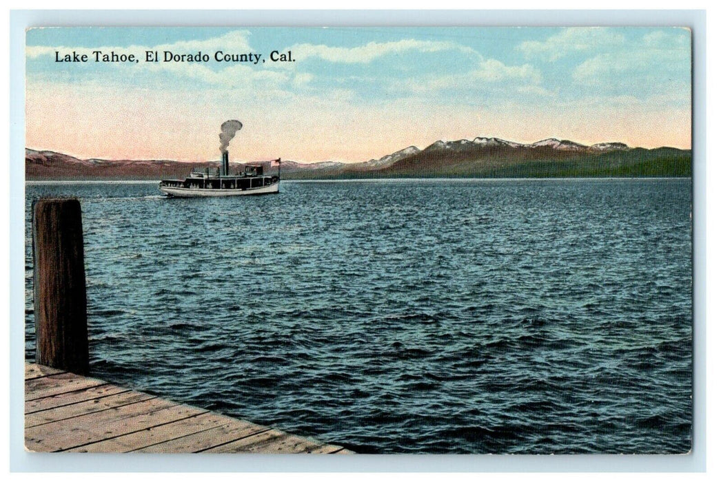 c1920's El Dorado County Steamer Ship Lake Tahoe California CA Antique Postcard