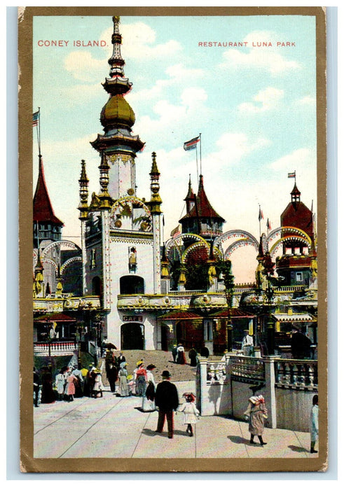 c1910 Restaurant Luna Park, Coney Island Brooklyn New York NY Postcard