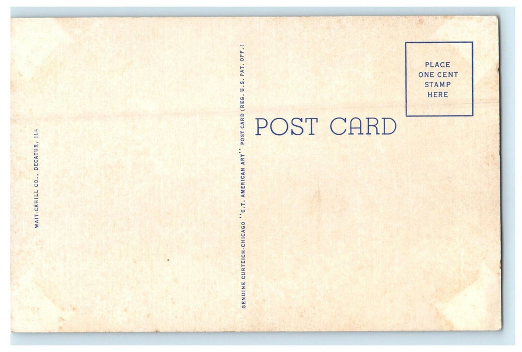 c1940s Nelson Park Bridge Crossing Lake Decatur, Decatur Illinois IL Postcard