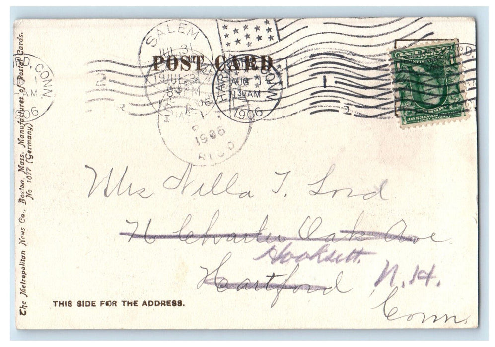 1906 River Scene, Gallow's Hill Salem Massachusetts MA Posted Antique Postcard