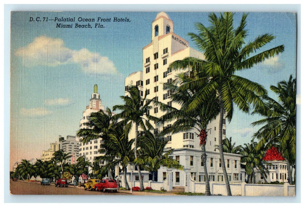 1943 Palatial Ocean Hotels, Miami Beach Florida FL Soldier Mail WW2 Postcard