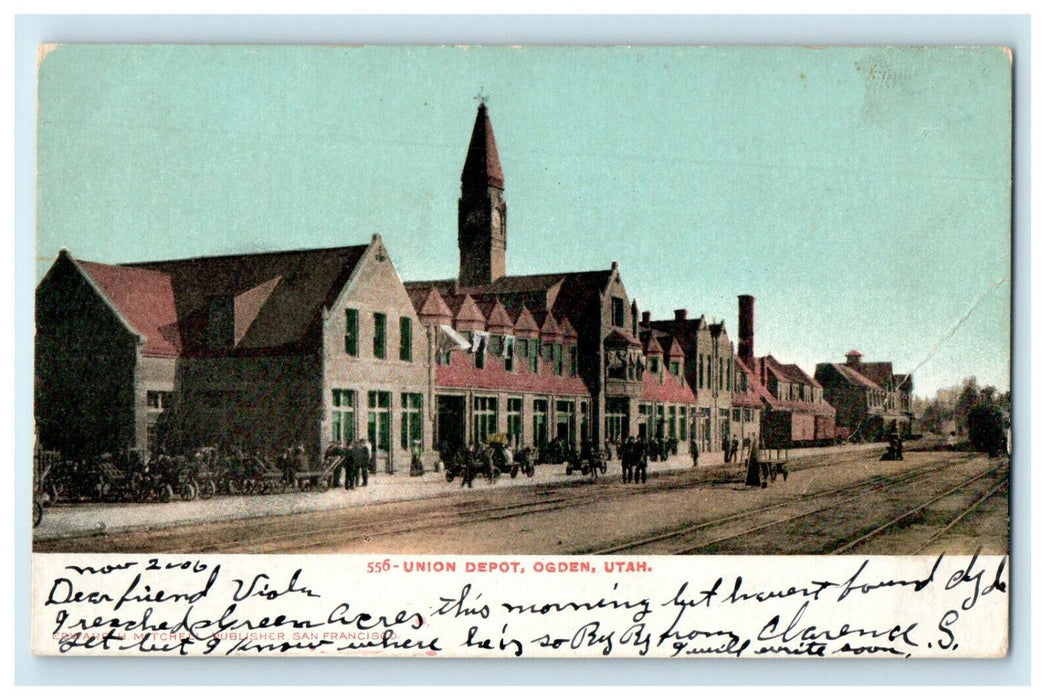 1906 Greenacres WA Union Depot Ogden, Utah UT Posted Antique Postcard