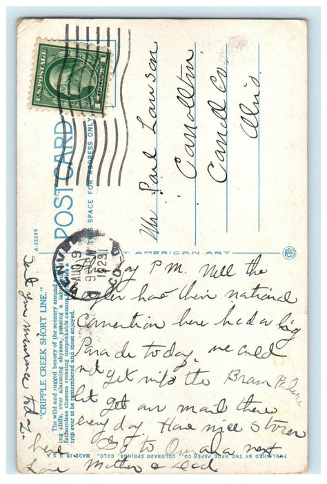 1923 Traveling Through Mountains By Moonlight Colorado CO Posted Postcard