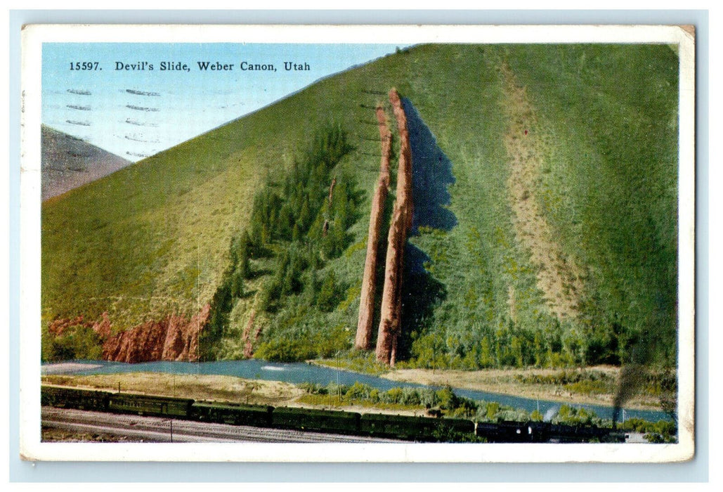 1931 Devil's Slide Weber Canyon Utah UT Posted Vintage Postcard