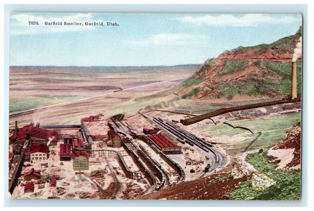 c1920s View of Railroads, Garfield Smelter, Garfield Utah Unposted Postcard