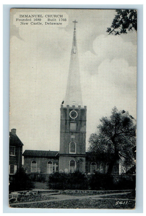 c1930's Emmanuel Church New Castle Delaware DE Vintage Postcard