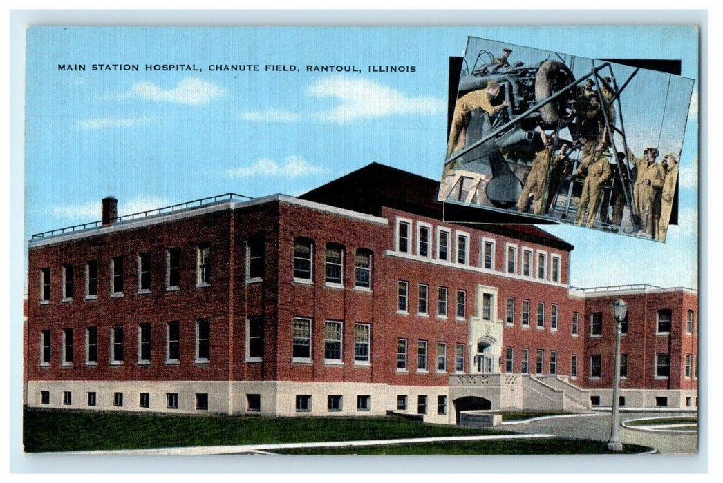 c1940's Main Station Hospital Chanute Field Rantoul Illinois IL Postcard