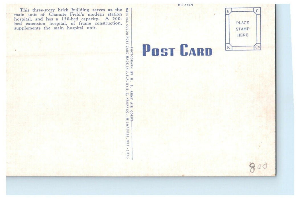 c1940's Main Station Hospital Chanute Field Rantoul Illinois IL Postcard