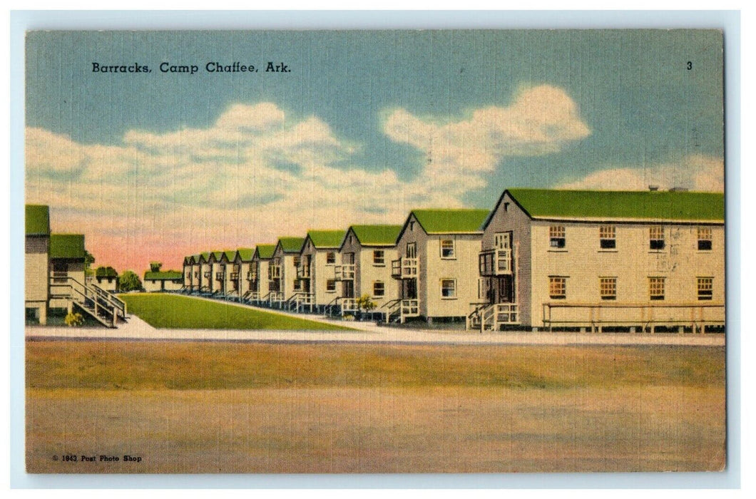 c1940's Barracks Camp WWII Army Military Base Chaffee Arkansas AR Postcard