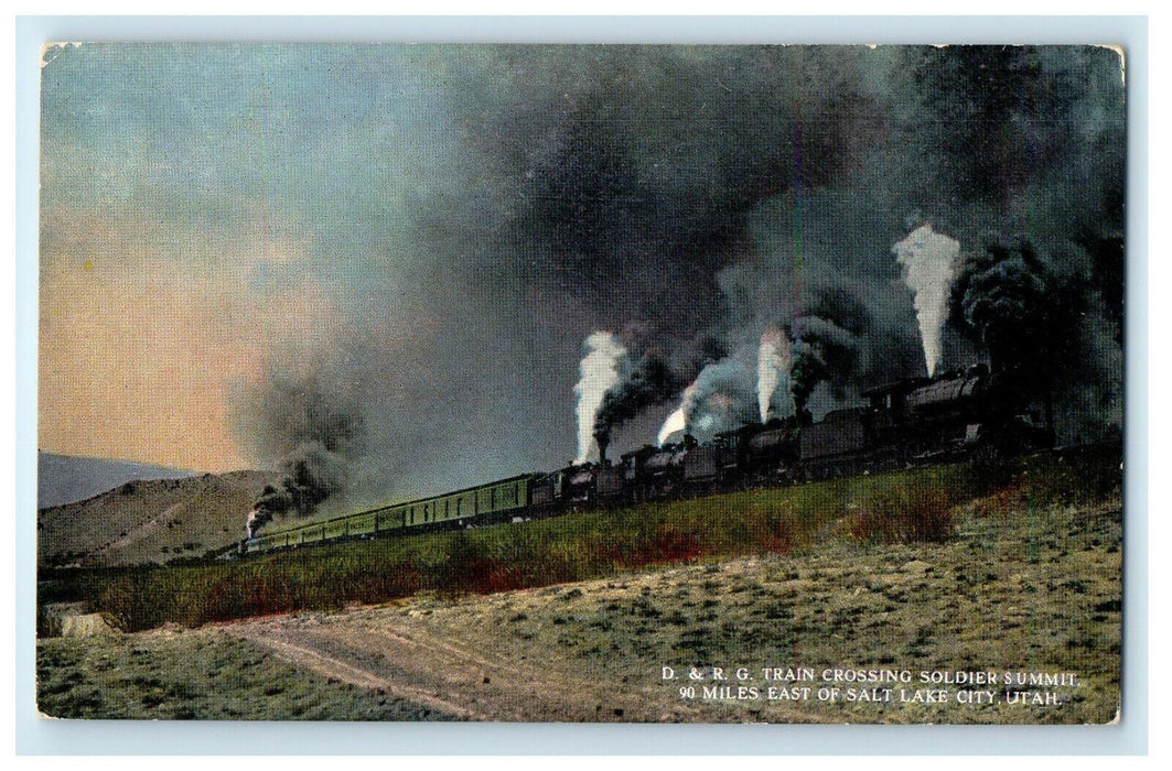 c1910s D & RG Train Locomotive on Fire Salt Lake City Utah UT Postcard