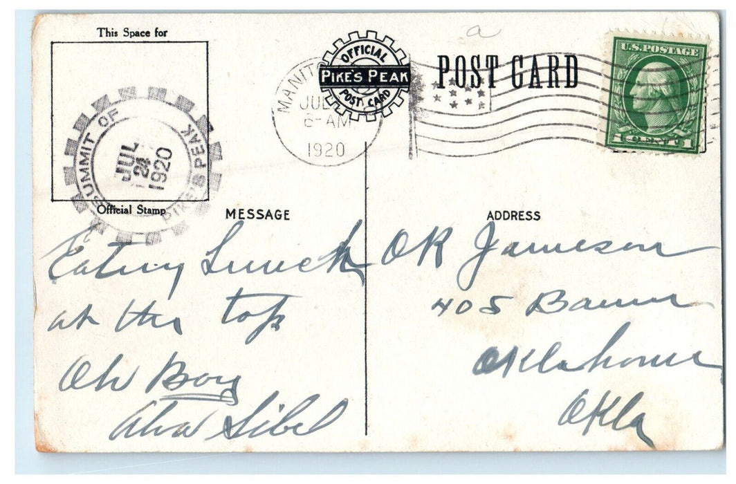 1920 Above the Clouds from Summit of Pikes Peak Colorado CO Posted Postcard