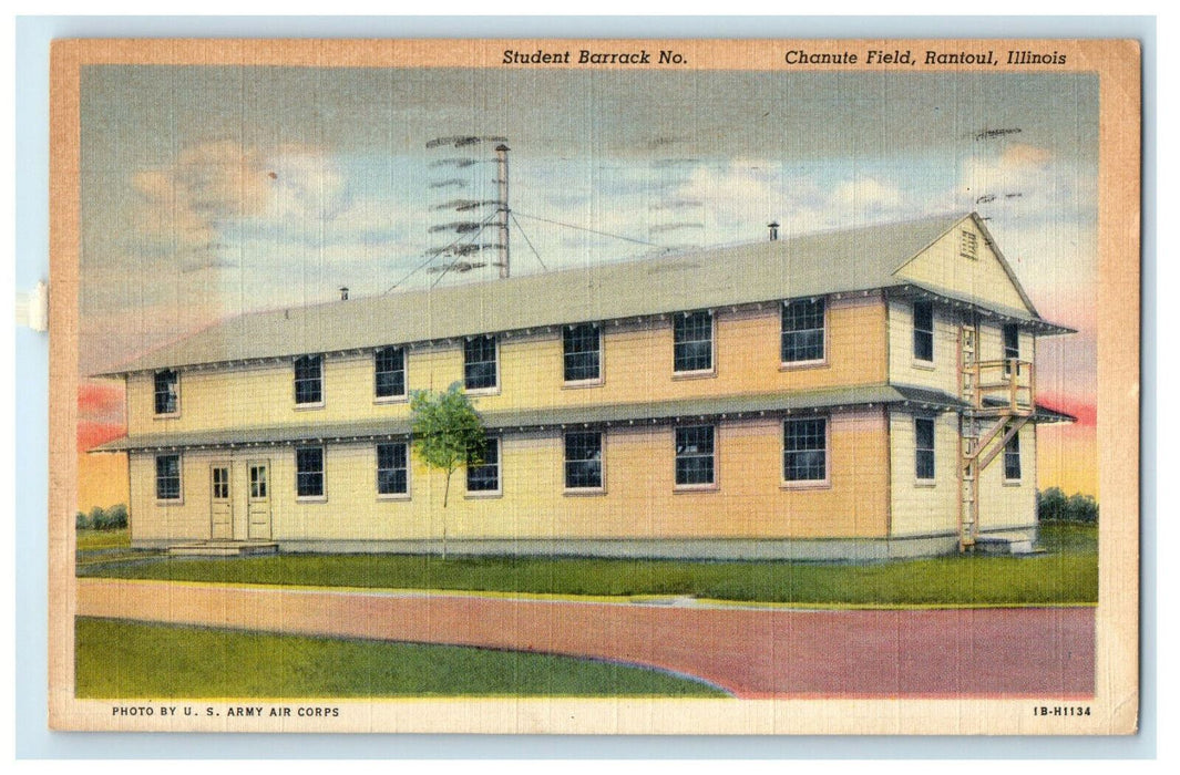 1943 Student Barrack No. Chanute Field Rantoul Illinois IL Posted Postcard