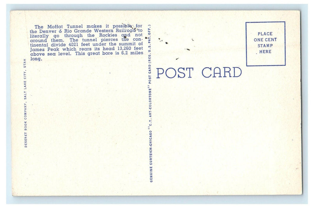 c1930s The Moffat Tunnel on the Denver & Rio Grande Western Railroad Postcard