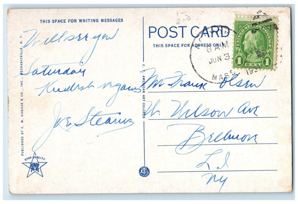 1931 Mt. Tom Cliffs Looking Toward Easthampton Holyoke Massachusetts MA Postcard