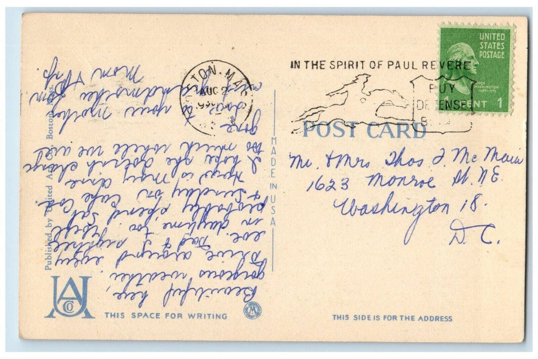 Multiview Visiting Boston Massachusetts MA, Buildings Cow Books Vintage Postcard