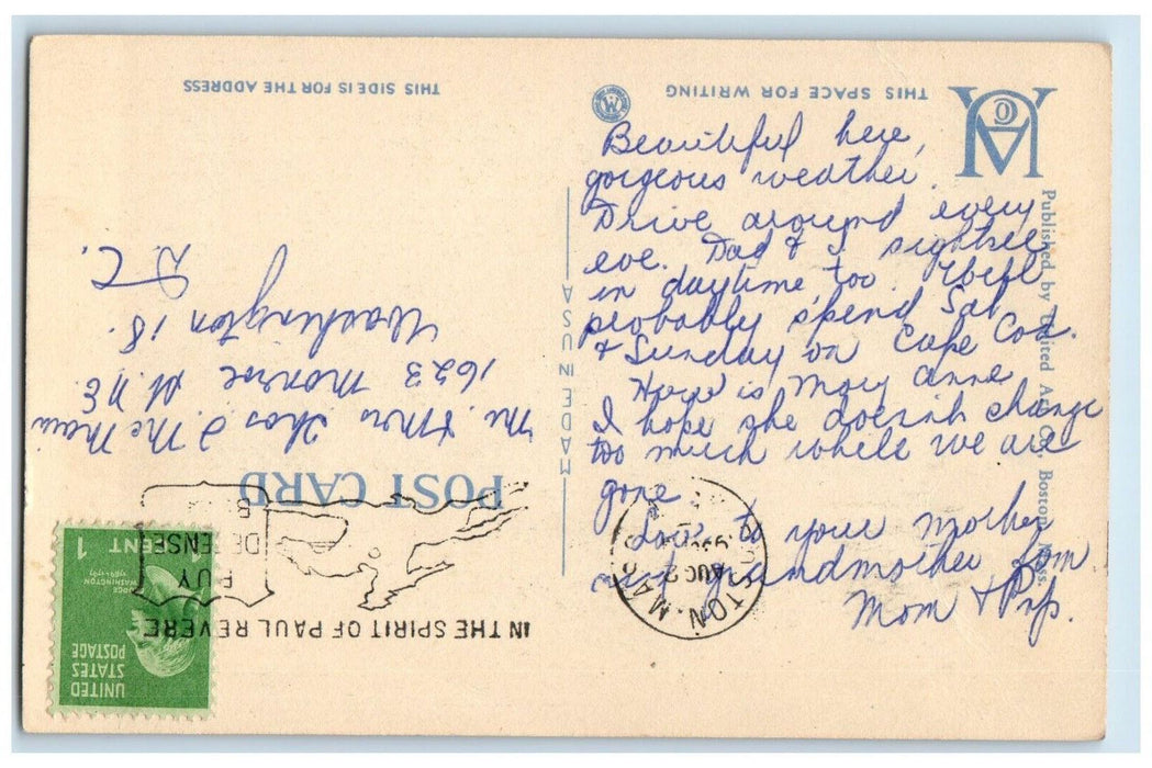 Multiview Visiting Boston Massachusetts MA, Buildings Cow Books Vintage Postcard