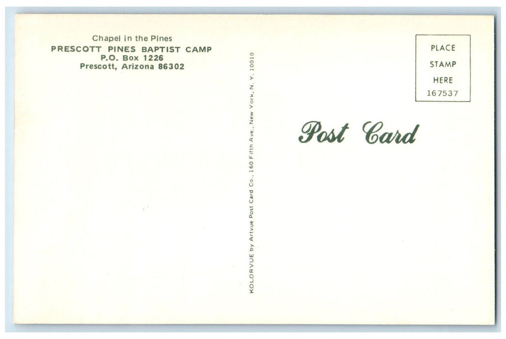 c1950's Chapel in the Pines, Prescott Pines Baptist Camp Arizona AZ Postcard