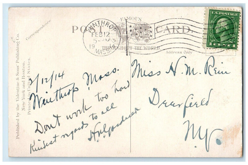 1914 Water Front Showing Cottage Hill Winthrop Beach Massachusetts MA Postcard