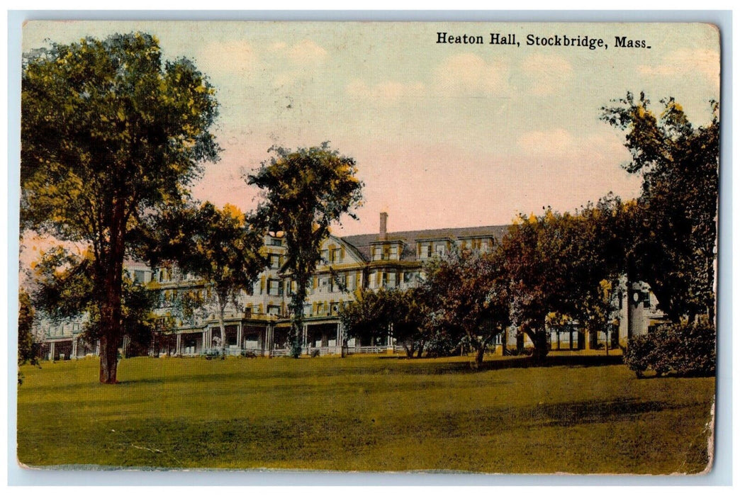 1914 Heaton Hall Building Stockbridge Massachusetts MA Posted Antique Postcard