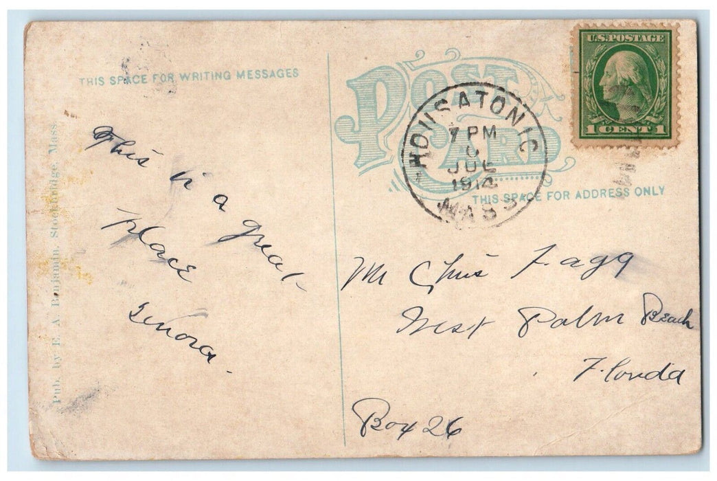 1914 Heaton Hall Building Stockbridge Massachusetts MA Posted Antique Postcard