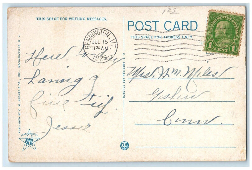 1929 Tower Summit Of Mt. Greylock Highest Point In Massachusetts MA Postcard