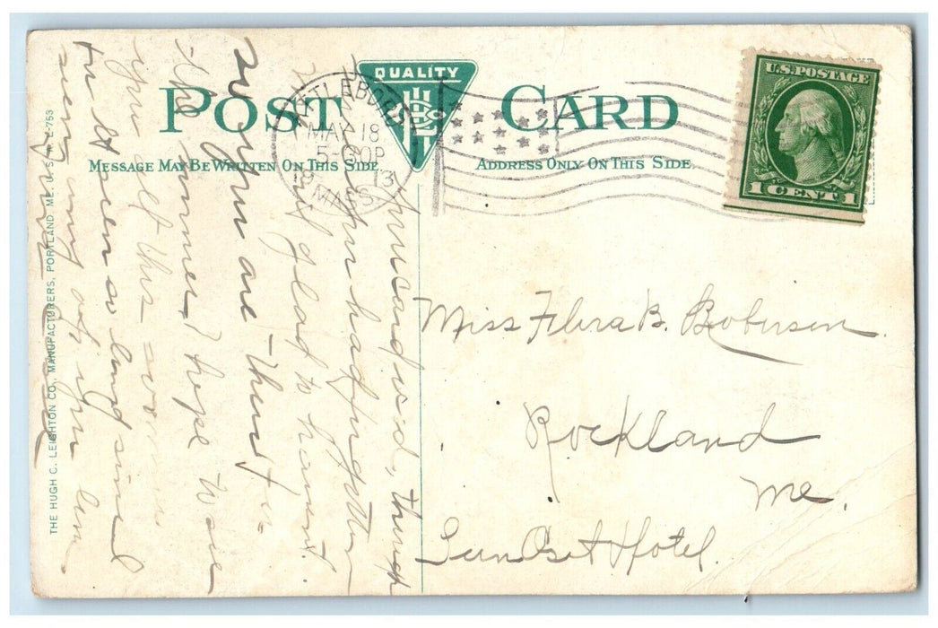 1913 Mechanics Dam Waterfalls Attleboro Massachusetts MA Antique Postcard