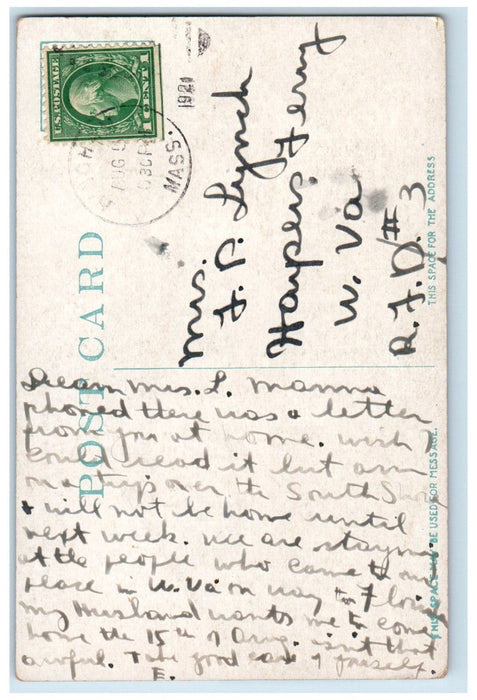 1921 Old Garrison House Hingham Massachusetts MA Posted Antique Postcard