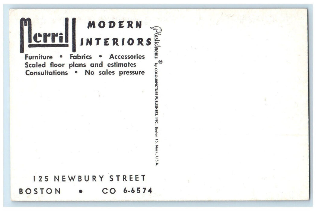 Merrill Modern Interiors Furniture Boston Massachusetts MA Antique Postcard