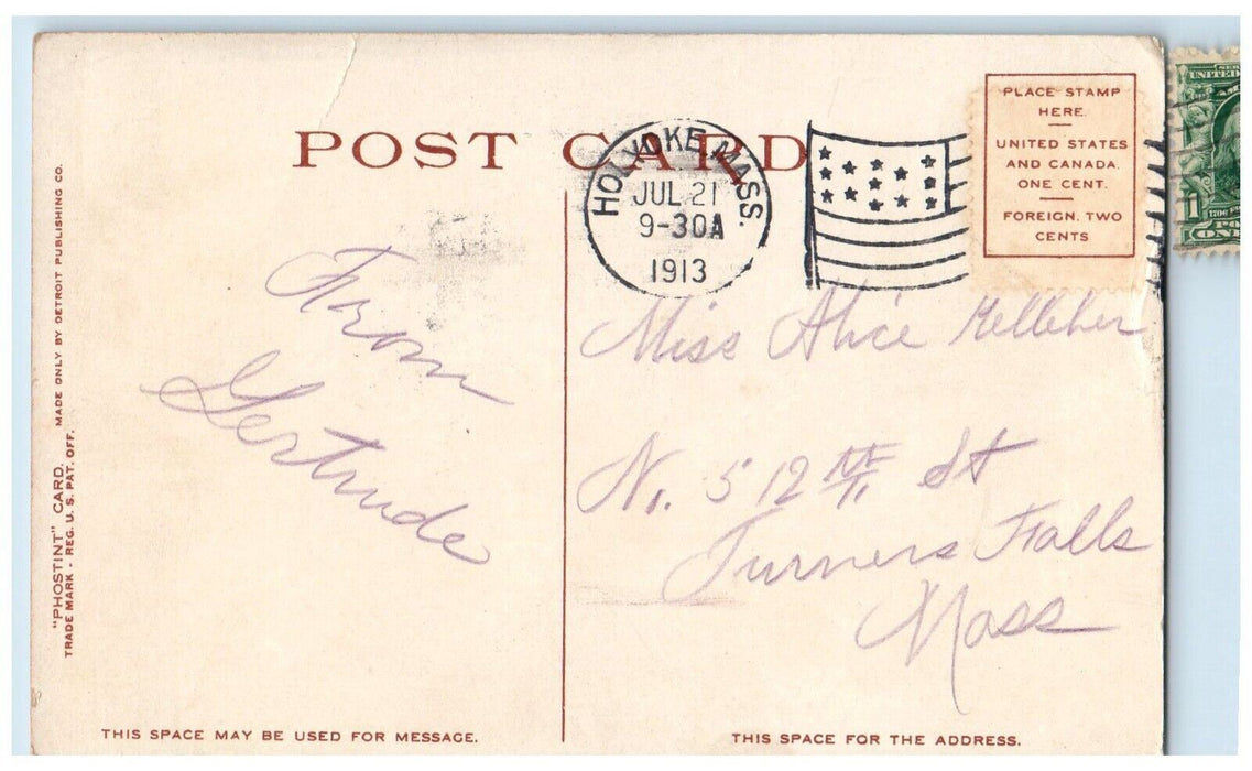 1913 Restaurant And Pavilion Mountain Park Mt. Tom Holyoke MA Phostint Postcard