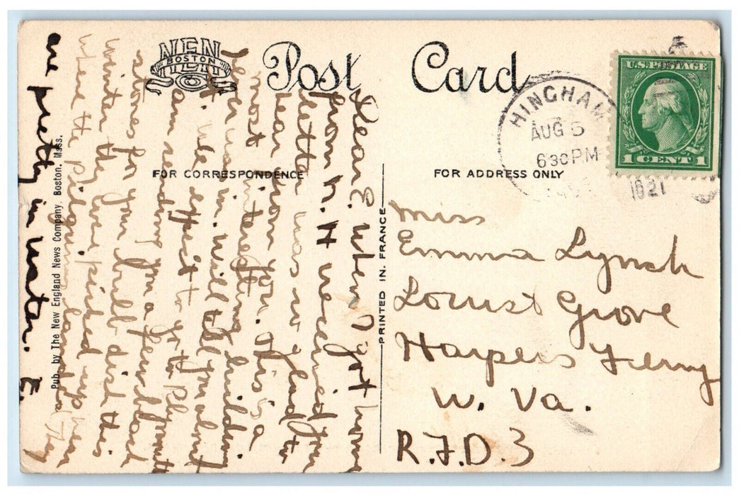 1921 Old Ship Church First Parish Hingham Massachusetts MA Vintage Postcard